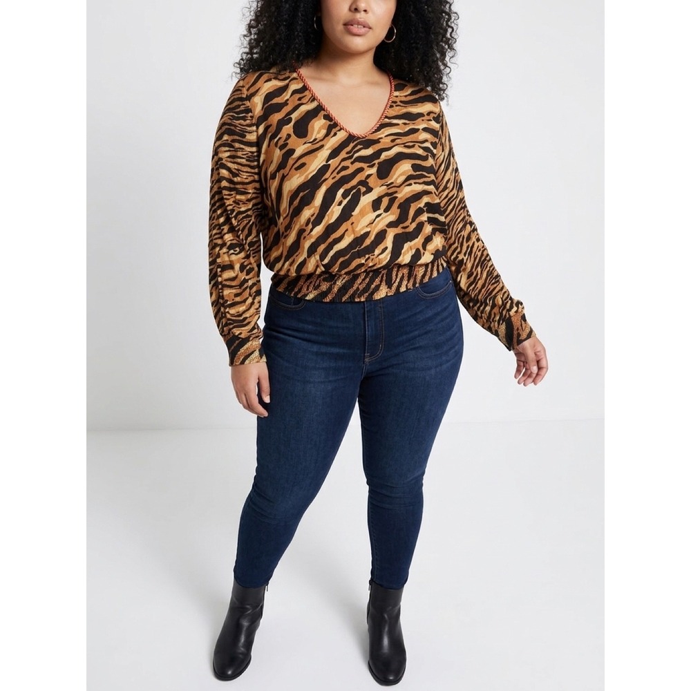 Women's Anthropologie Bl-nk London "Patrice" Animal Print Blouse. Size XL EUC